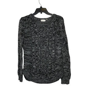 KD Style Womens Cable‎ Knit Sweater Size Small Gray White Knit Acrylic Cotton
